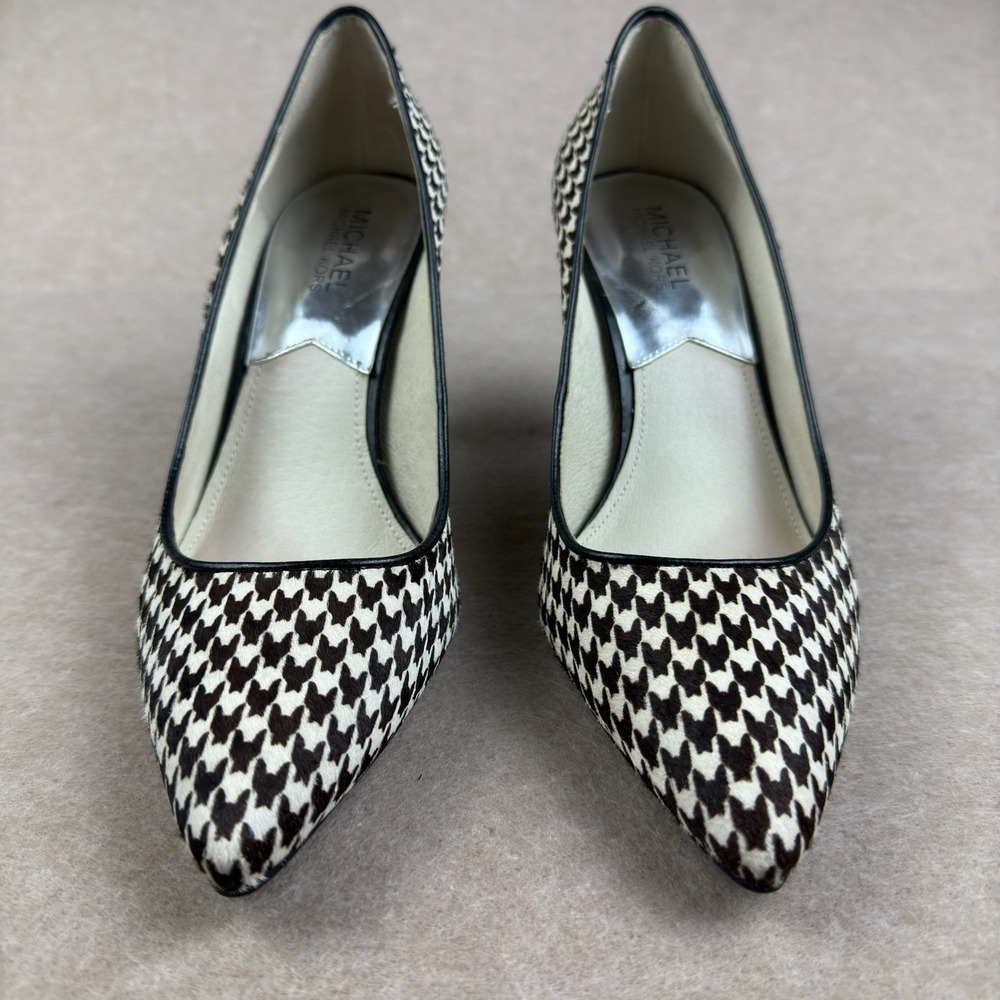 Michael Kors Heels Womens 9M Black White Houndstooth Dorothy MK-Flex Mid Pump - Picture 6 of 10